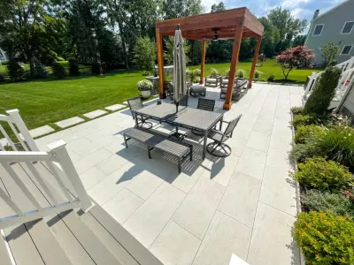 Beautiful Patio with Alpine Porcelain Pavers — Tile & Stone Installation Services project by NT Pavers