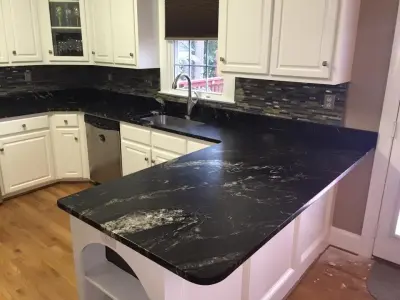 Titanium 3cm Textured Granite — Tile & Stone Installation Services project by Ecstatic Stone, LLC