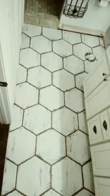 Retro White Hex — Tile & Stone Installation Services project by Wells Tile Company