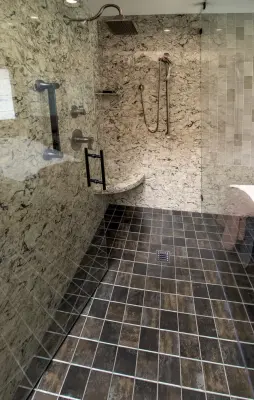 Modern Bathroom and Kitchen Suite — Tile & Stone Installation Services project by Sol Granite & Natural Stone
