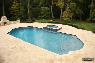 Walnut Travertine Pavers, Veneer Stones, and Copings Initiative — Tile & Stone Installation Services project by NT Pavers
