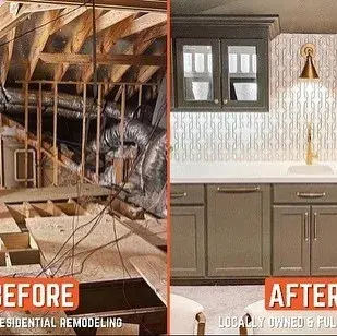 Media Room and Kitchenette Conversion of Attic by Premium Residential Remodeling