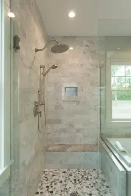 Harmonious Blended Design with a Post and Beam Element by Saratoga Kitchens And Baths