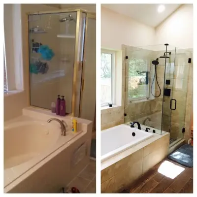 Pembroke Forest - Master Bath with Barn Door by Ballroom Baths & Home Design