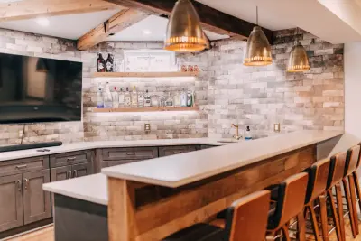 Ashburn VA Basement Renovation with Bar and Open Lounge Area by Virginia Kitchen & Bath