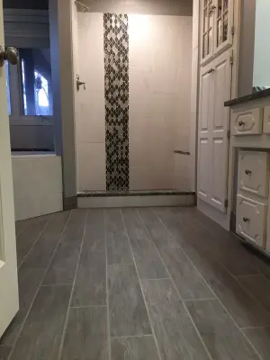 Restroom Flooring and Shower Area — Kitchen Remodeling project by Tile KC