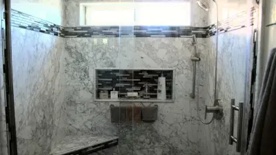 Marble Shower Stall — Kitchen Remodeling project by XtremeBath.Com LLC
