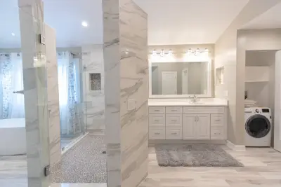Herndon, VA Bathroom Renovation with Bathtub and Additional Cabinet Space by Virginia Kitchen & Bath