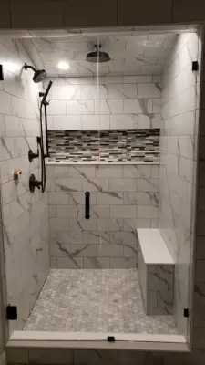 Marble Luxury Bathroom — Kitchen Remodeling project by Peoria Tile And Carpenters