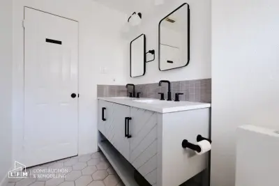 Monochrome Bathroom — Kitchen Remodeling project by LFM Construction & Remodeling