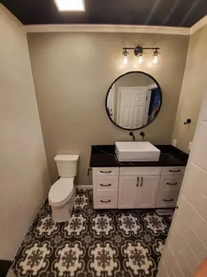 Monochrome Tile Bathroom — Kitchen Remodeling project by HM Remodeling