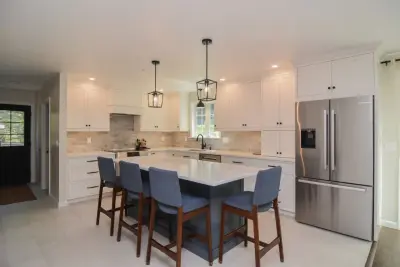 Custom Kitchen Design in Blue and White — Kitchen Remodeling project by Taylor Made Cabinets, Leominster MA