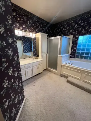 Azure and Ivory Primary Bathroom — Kitchen Remodeling project by Heritage Renovations