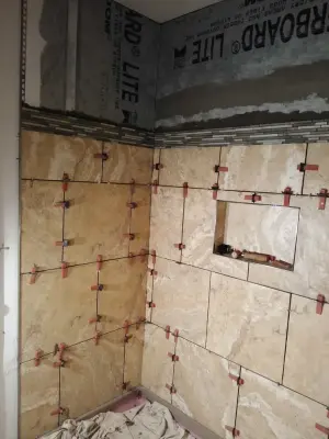 Tan Shower Tile — Kitchen Remodeling project by Country Gentlemen Kitchen & Bathroom Remodeling