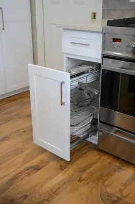 Maple Cabinet Refacing with Satin White Finish by Kitchen Solvers Of Grayslake