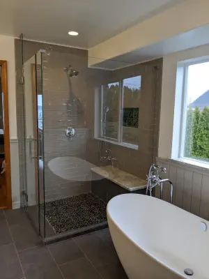 Camano Island Primary Bathroom by Serene Remodeling, LLC