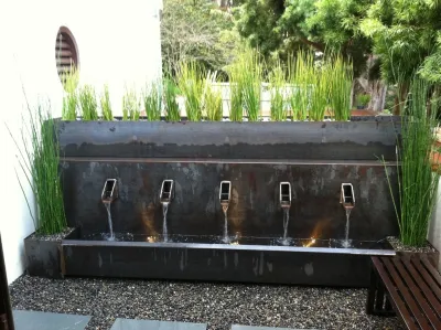 scupper fountain wall — Landscape Design project by Merge Studio in San Francisco