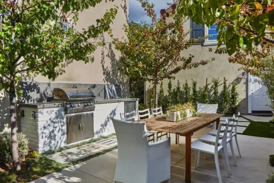 Bonita Canyon Backyard and Kitchen — Landscape Design project by Molly Wood Garden Design in Newport Beach