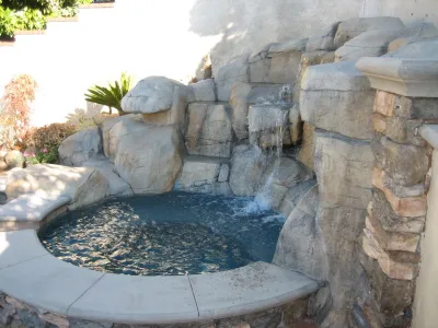 Mediterranean Theme - Pool, Spa & Waterfall — Landscape Design project by My Garden: Landscape Design By Wayne in Laguna Niguel