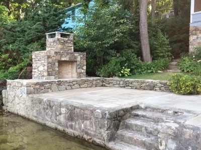 Outdoor Fireplace — Landscape Design project by Native Landscapes Inc