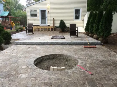 Dedham Patio & Fire Pit by Nawada Landscape Design, Inc.