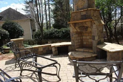 Backyard Fireplace and Patio, Very Cool! — Landscape Design project by North Georgia Landscape Managemement LLC