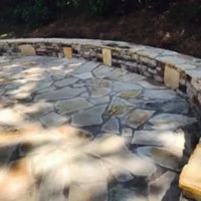 Oklahoma Stone Patio and Seating Wall — Landscape Design project by North Georgia Landscape Managemement LLC