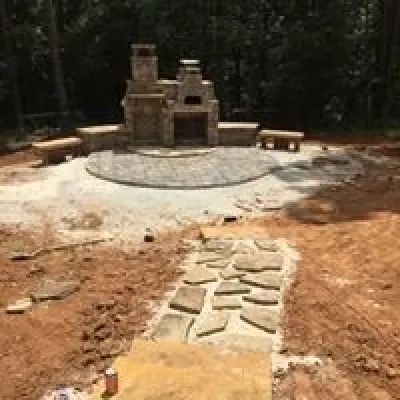 Outdoor Fireplace and Pizza Oven with Patio — Landscape Design project by North Georgia Landscape Managemement LLC