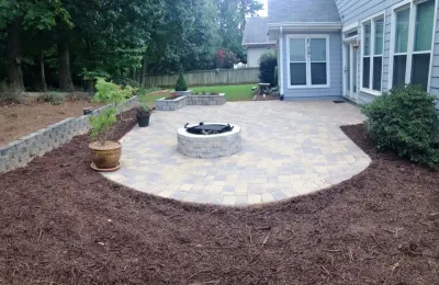 Awesome Paver Patio and Firepit Kit with Planter Box. Totally Awesome! — Landscape Design project by North Georgia Landscape Managemement LLC