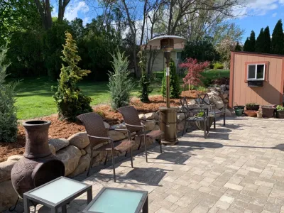 Narrow Outdoor Living Space — Landscape Design project by Omega Brick & Landscaping in Grand Rapids