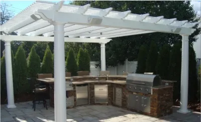 Vinyl Pergola & Outdoor Kitchen — Landscape Design project by Outdoor Living Of NJ