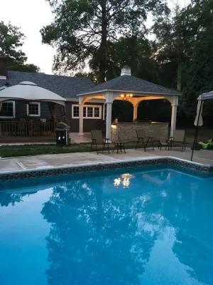 Cozy Pavilion & Outdoor Kitchen — Landscape Design project by Outdoor Living Of NJ in Ringwood