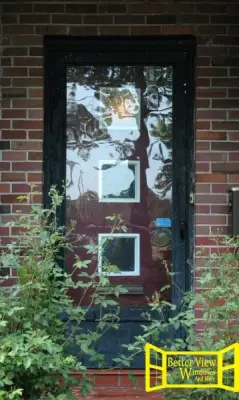 Colored Glass Entrance Door — Window Installation & Replacement project by Better View Windows And More, LLC