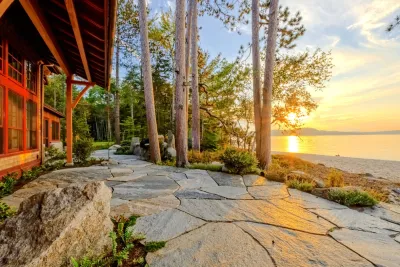 Lakeside Stone Patio and BBQ Grill by Pellettieri Associates, Inc.