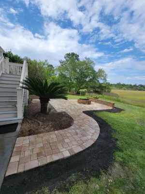 Backyard Patio & Firepit — Landscape Design project by Pleasant Landscapes in Charleston