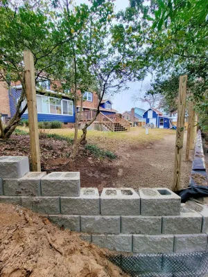 Backyard Retaining Wall & Fence — Landscape Design project by Pleasant Landscapes in Mount Pleasant