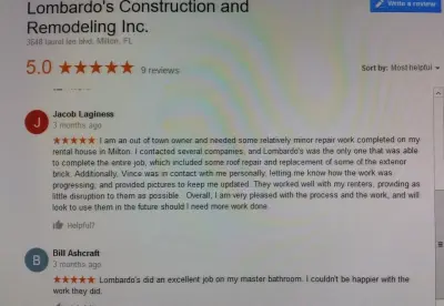 Customer Feedback on Google — Kitchen Remodeling project by Lombardo's Construction & Remodeling Inc.