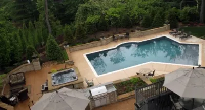 University City MO- Pool, Pool House, Kitchen & Fireplace by Poynter Landscape Architecture & Construction