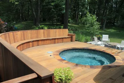 Custom Spa and Cedar Deck — Landscape Design project by Artisan Landscapes And Pools