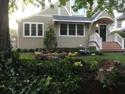 Bluestone Patio with New Craftsman Stoop — Landscape Design project by Prairie Path Group