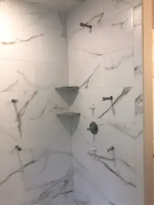 Galloway/Calacatta Style Bathroom by Malozzi Tile & Marble Inc