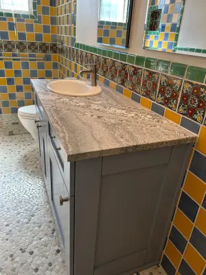 Talavera Tile Bathroom in New Mexico by Enchantment Design & Remodeling, LLC