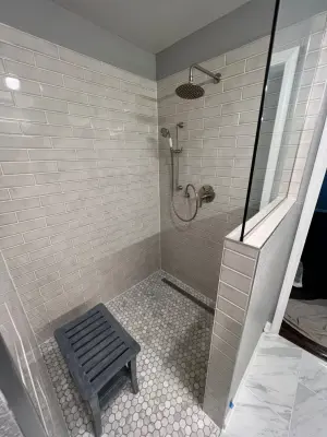 Stylish Contemporary Bathroom Renovation with Barrier-Free Shower Pan — Kitchen Remodeling project by EON Construction