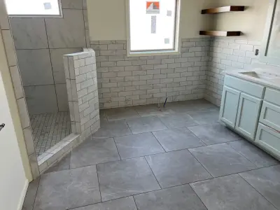 Luxury Bathroom Renovation with 24x24” Tile and Schluter Radiant Floor Heating — Kitchen Remodeling project by EON Construction