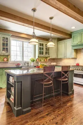 Retro Distressed Cabinets and Fusion Counter Kitchen — Kitchen Remodeling project by Lorrien Homes & Remodeling