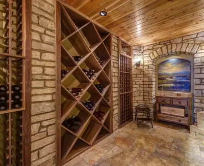 Stone and Mahogany Wine Cellar — Kitchen Remodeling project by Lorrien Homes & Remodeling