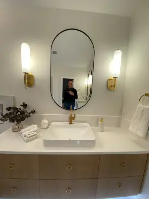 Milton Blue Restroom — Kitchen Remodeling project by RH Design And Remodeling