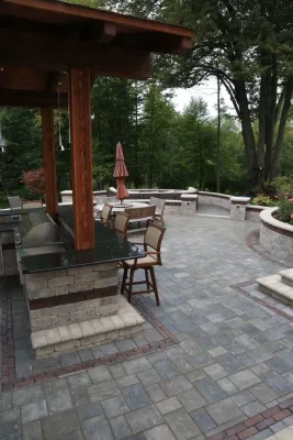 Complete Outdoor Living Space: Kitchen, Firepit, Lounge — Landscape Design project by Ricci's Landscape Management