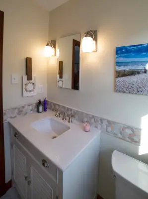 Coastal-Inspired Powder Room — Kitchen Remodeling project by James C Schell LLC