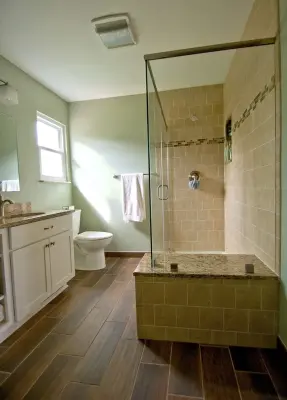 Stylish Country Bathroom Featuring Spacious Shower — Kitchen Remodeling project by Bathroom And Kitchen Services, LLC